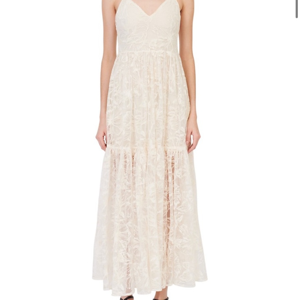 Maje Roliana Embroidered Organza Midi Dress
